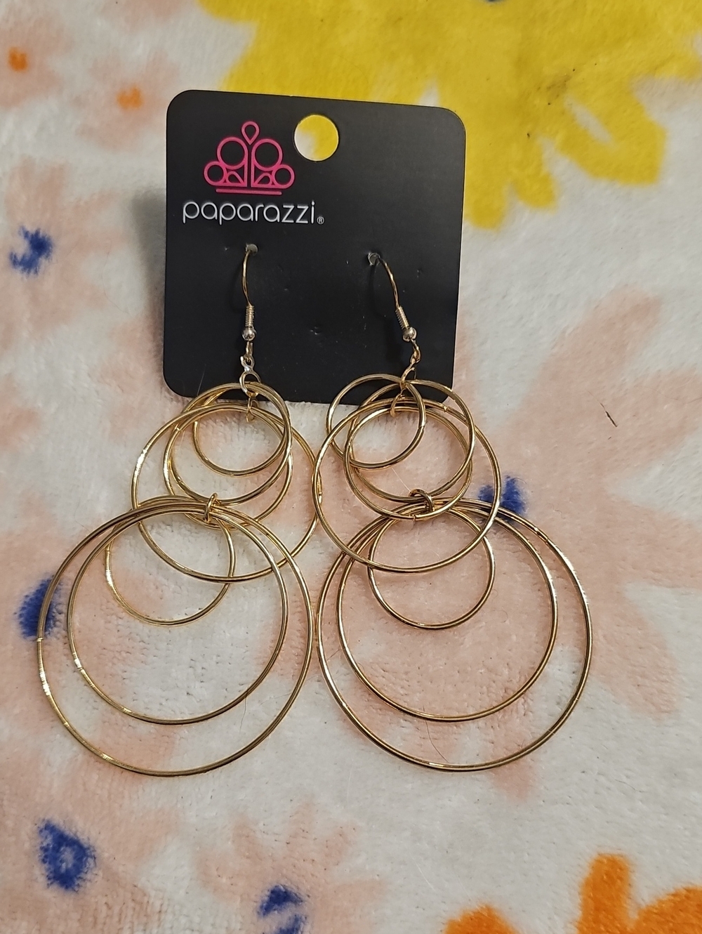 paparazzi Gold Layered Circle Hoop Dangle Earrings